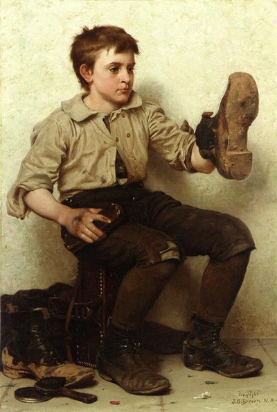 Der Schuhputzer, ca. 1885-90 von John George Brown